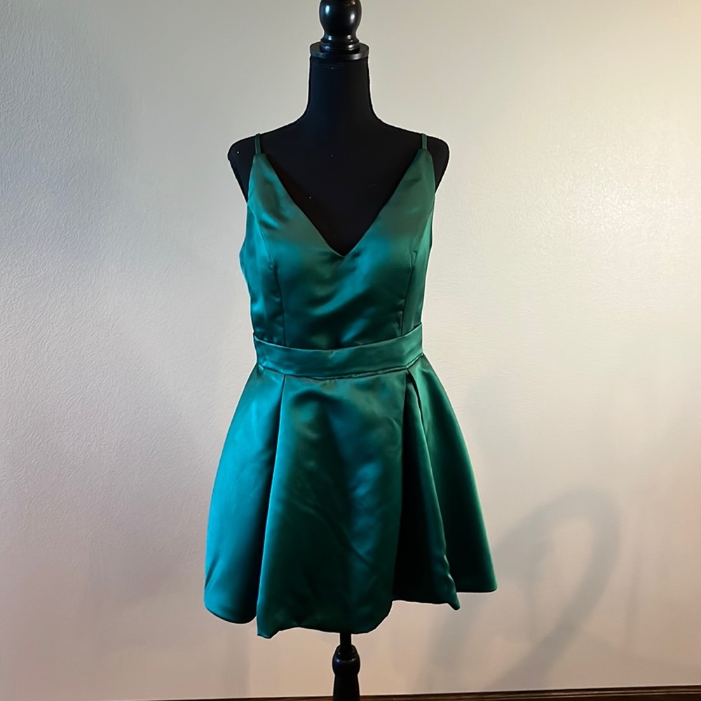 Green above knee length homecoming dress